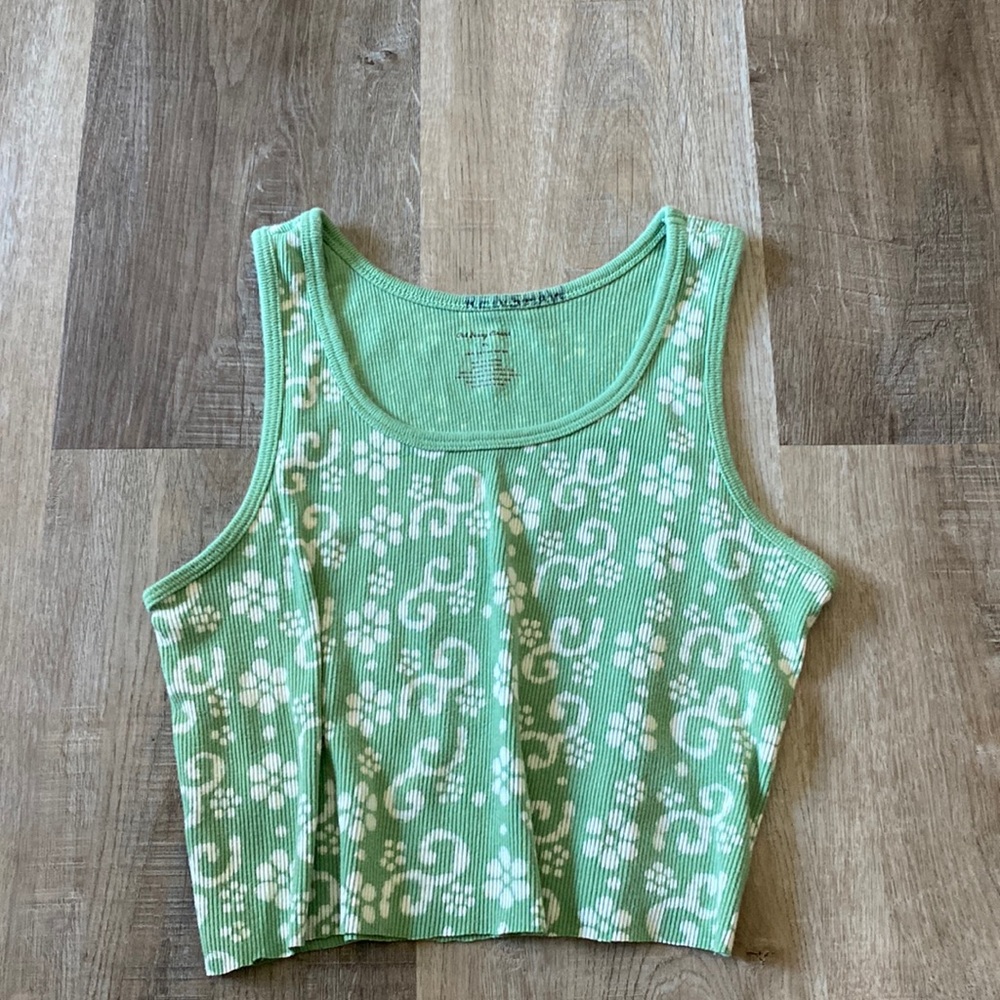 green and white cropped tank